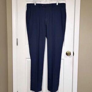 Lauren Ralph Lauren Mens Navy Dress Pants 38x34 Flat Front Stretchy Navy Blue